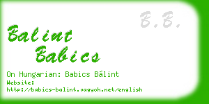 balint babics business card